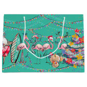 トロピカルサーフィンサンタホリデイ抱き枕 ラージペーパーバッグ (正面)