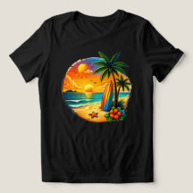 トロピカルサーフパラダイス 女性用サンセットTシャツ