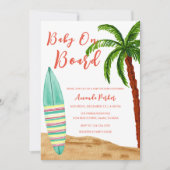 トロピカルサーフベビーオンボードベビーシャワー 招待状 (正面)
