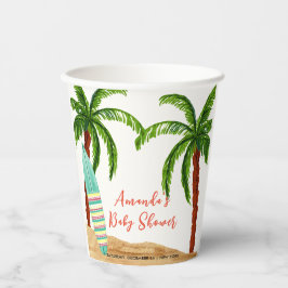 トロピカルサーフベビーオンボードベビーシャワー 紙コップ