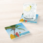 トロピカルサーフボードビーチ ガラスコースター (アングル)