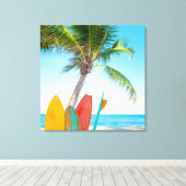 トロピカルサーフボードビーチ キャンバスプリント (インサイチュ (ウッドフロア))