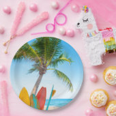 トロピカルサーフボードビーチ ペーパープレート (パーティー)