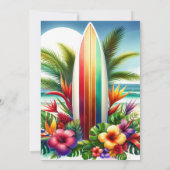 トロピカルサーフボードプールパーティールアウ(ハワイ式宴会)婚約 招待状 (裏面)