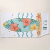 トロピカルサーフボード – ハイビスカスドリームズ ビーチタオル (正面)