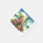 トロピカルサーフボード  ビッグワン 1歳の誕生日パーティー スタンダードカクテルナプキン (角)