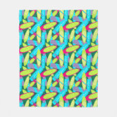 トロピカルサーフ数々のボードパターン色サーファー フリースブランケット (正面)