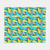 トロピカルサーフ数々のボードパターン色サーファー フリースブランケット (正面(横))