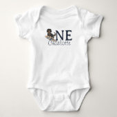 トロピカルザビックワンサーフダックシュント誕生日 ベビーボディスーツ (正面)