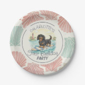 トロピカルザビックワンサーフダックシュント誕生日 ペーパープレート (正面)