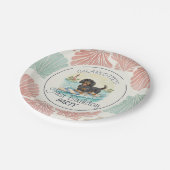 トロピカルザビックワンサーフダックシュント誕生日 ペーパープレート (アングル)