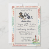 トロピカルザビックワンサーフダックシュント誕生日 招待状 (正面)