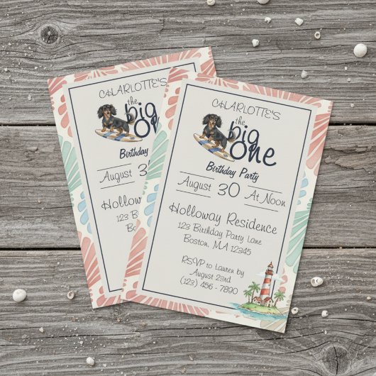 トロピカルザビックワンサーフダックシュント誕生日 招待状