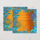 トロピカルシダの葉ビーチオーシャンブルーオレンジグリッター 招待状 (正面/裏面)