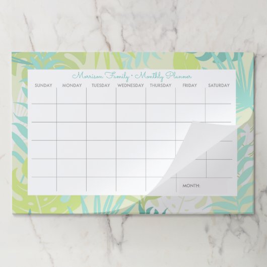 トロピカルシダカスタムンファミリー月例プランナー ペーパーパッド (折り畳み)