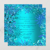 トロピカルシダビーチ海ブルーターコイズグリッター 招待状 (正面/裏面)