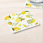 トロピカルシトラスサマーオレンジレモンスライス スクエアペーパーコースター (アングル)