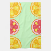トロピカルシトラスサマーフルーツオレンジレモンのスライス キッチンタオル (縦)