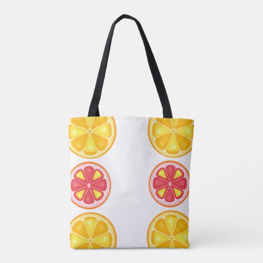 トロピカルシトラスサマーフルーツオレンジレモンのスライス トートバッグ (裏面)