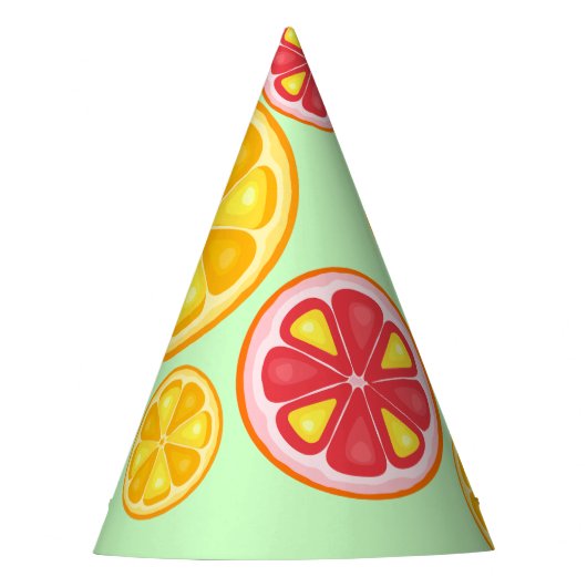 トロピカルシトラスサマーフルーツオレンジレモンのスライス パーティーハット (正面)