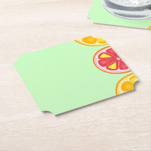 トロピカルシトラスサマーフルーツオレンジレモンのスライス ペーパーコースター (アングル)