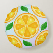 トロピカルシトラスサマーフルーツオレンジレモンのスライス ラウンドクッション (裏面)