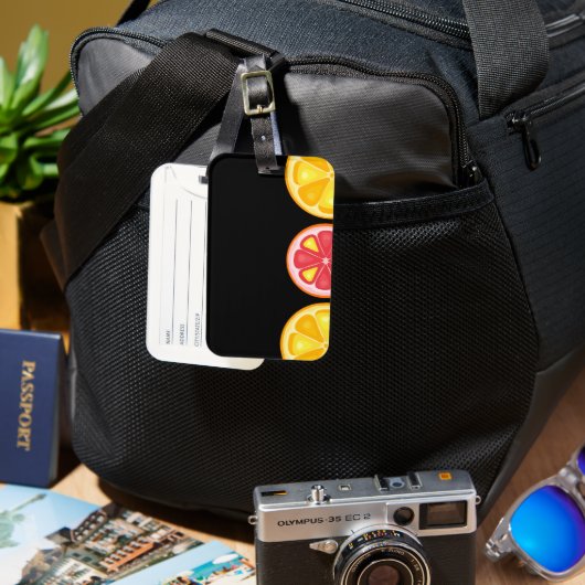 トロピカルシトラスサマーフルーツオレンジレモンのスライス ラゲッジタグ (正面&裏面)