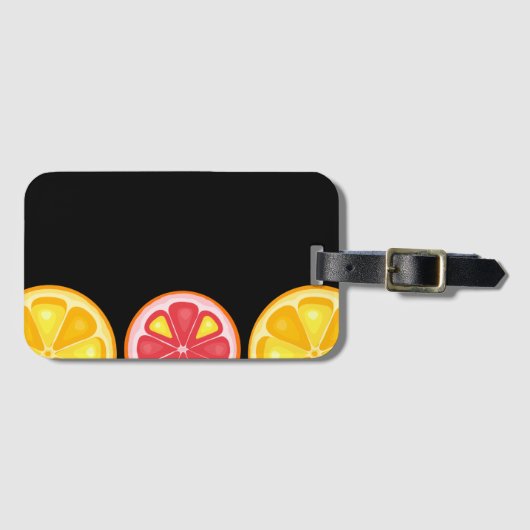 トロピカルシトラスサマーフルーツオレンジレモンのスライス ラゲッジタグ (正面横)