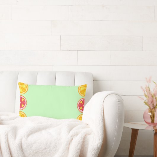 トロピカルシトラスサマーフルーツオレンジレモンのスライス ランバークッション (ソファ)