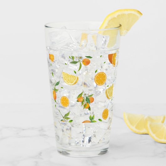 トロピカルシトラスサマーフルーツオレンジレモンスライス タンブラーグラス (アイス裏面)