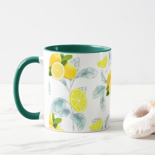 トロピカルシトラスサマーフルーツオレンジレモンスライス マグカップ (ドーナツ)