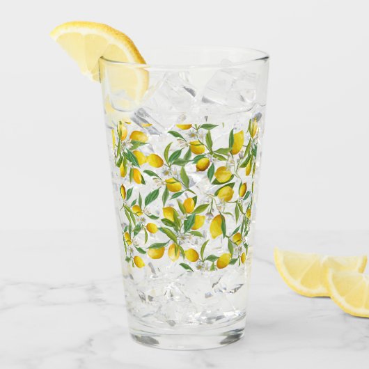 トロピカルシトラスサマーフルーツフラワーレモンスライス タンブラーグラス (アイス正面)