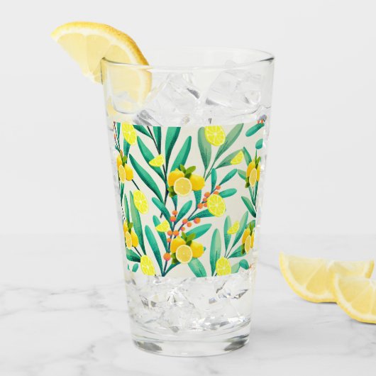 トロピカルシトラスサマーフルーツフラワーレモンスライス タンブラーグラス (アイス正面)
