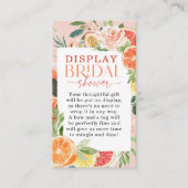 トロピカルシトラスディスプレイブライダルシャワーカード エンクロージャーカード (正面)