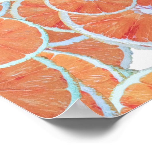 トロピカルシトラスフルーツミカンミカンのスライス | ポスター (角)