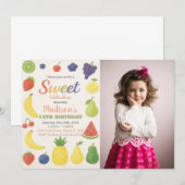 トロピカルシトラスフルーツ誕生日招待状 招待状 (正面/裏面)