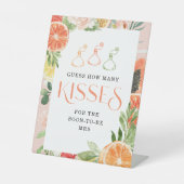 トロピカルシトラスブライダルシャワーどれだけのキスサイン 台座サイン (正面)