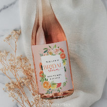 トロピカルシトラスブライダルシャワーカスタムワインラベル