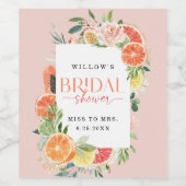 トロピカルシトラスブライダルシャワーカスタムワインラベル ワインラベル (シングルラベル)