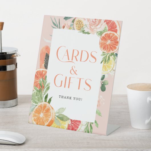 トロピカルシトラスブライダルシャワーカード&ギフトサイン 台座サイン (インサイチュ)