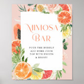 トロピカルシトラスブライダルシャワーミモサバー標識 ポスター (正面)