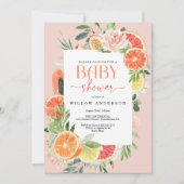 トロピカルシトラスベイビーシャワー招待状 レモン 招待状 (正面)