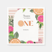 トロピカルシトラスベビー最初の誕生日の水色 スタンダードカクテルナプキン (正面)