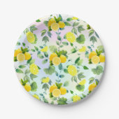 トロピカルシトラス夏の新鮮なオレンジレモンスライス ペーパープレート (正面)