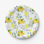 トロピカルシトラス夏の新鮮なオレンジレモンスライス ペーパープレート (正面)