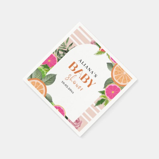 トロピカルシトラス赤ちゃんシャワー水の色ナプキン スタンダードカクテルナプキン (角)