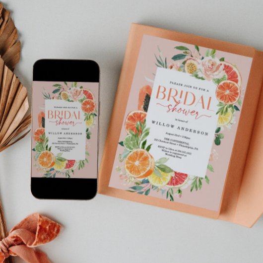 トロピカルシトラス ウェディングシャワー 招待状 レモン