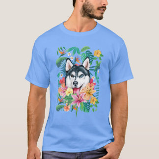 トロピカルシベリアンハスキー Tシャツ