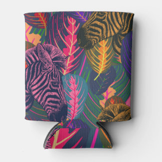 トロピカルシマウマ：自然のエキゾチックなモチーフ。 缶クーラー