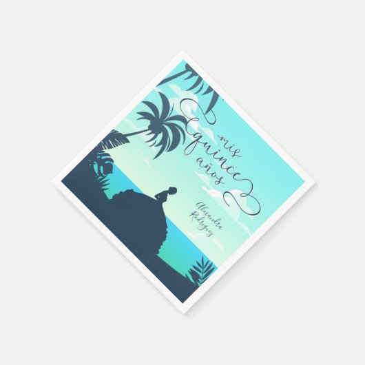 トロピカルシルエットキンセアニェラ スタンダードカクテルナプキン (角)